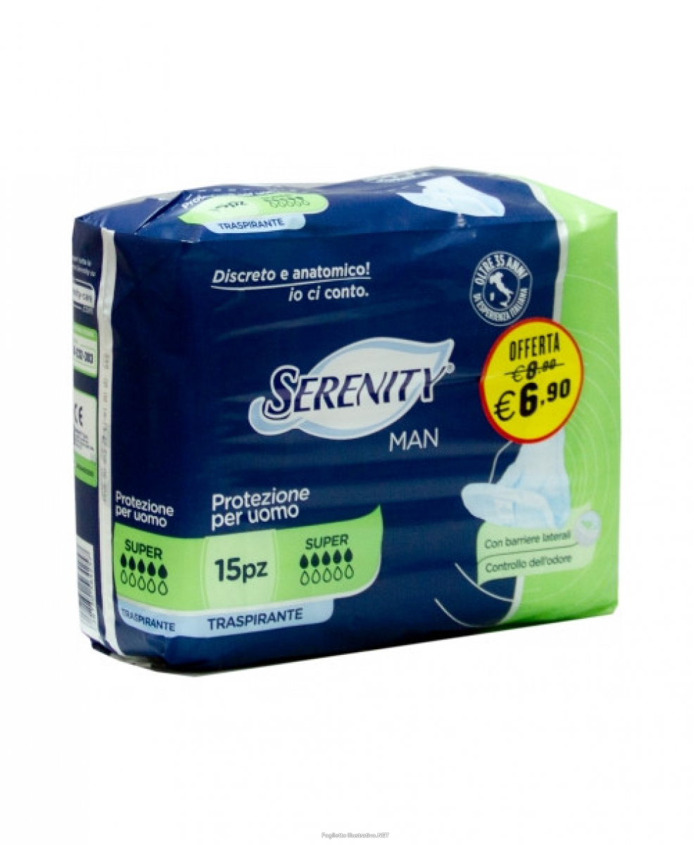 Serenity pannolino light man super con adesivo o altro fissaggio 15 pezzi